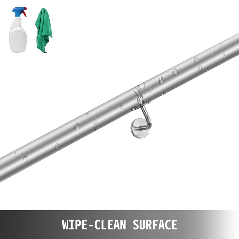 VEVOR Treppenhandlauf 180 cm Treppengeländer für Treppen Treppengeländer Edelstahl Handlauf Geländer Eingangsgeländer formschön