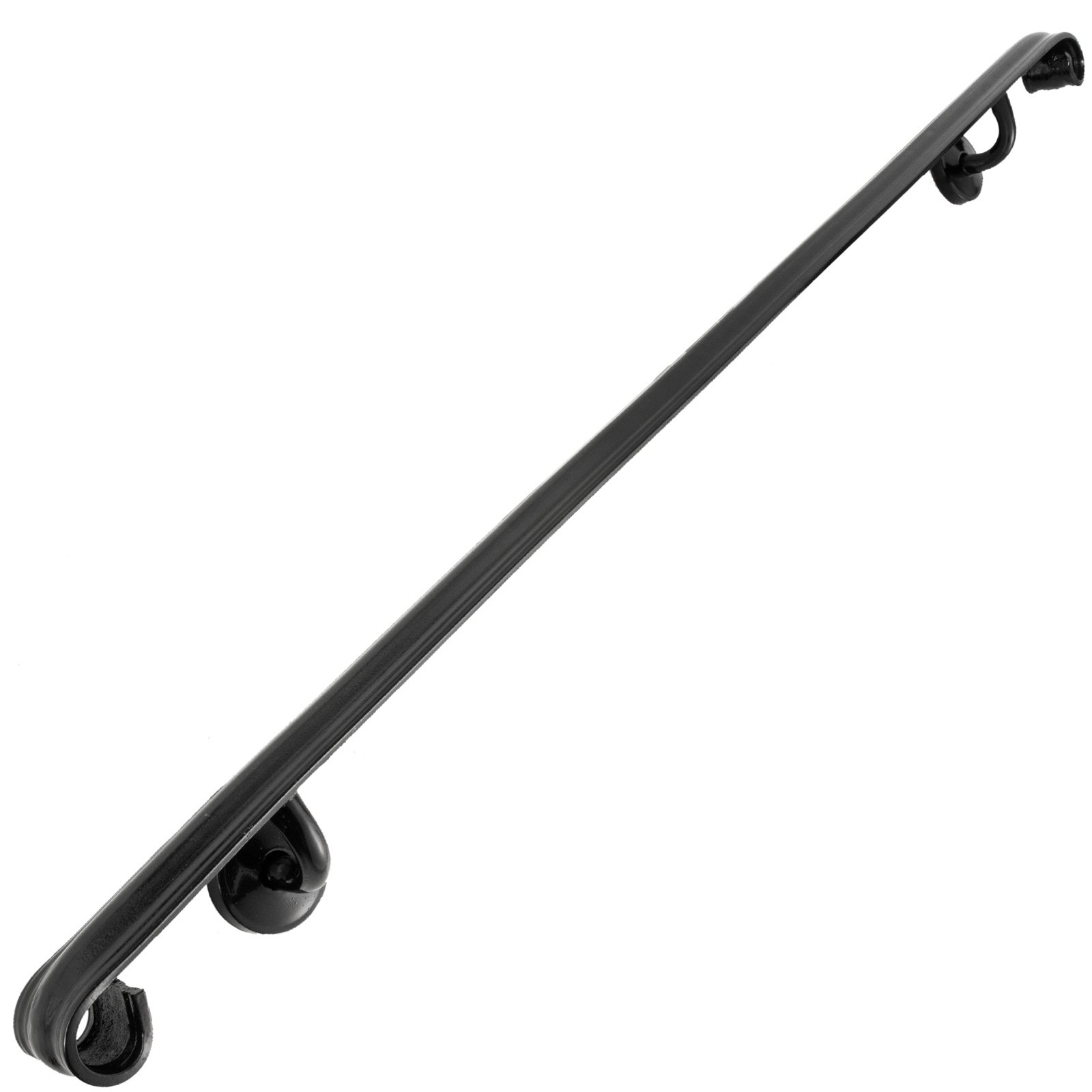 VEVOR Handläufe für Außentreppen Schmiedeeisenhandlauf  Eingangsgeländer Formschön Drei-Treppen Treppengeländer Edelstahl Handlauf Geländer(Schwarz)