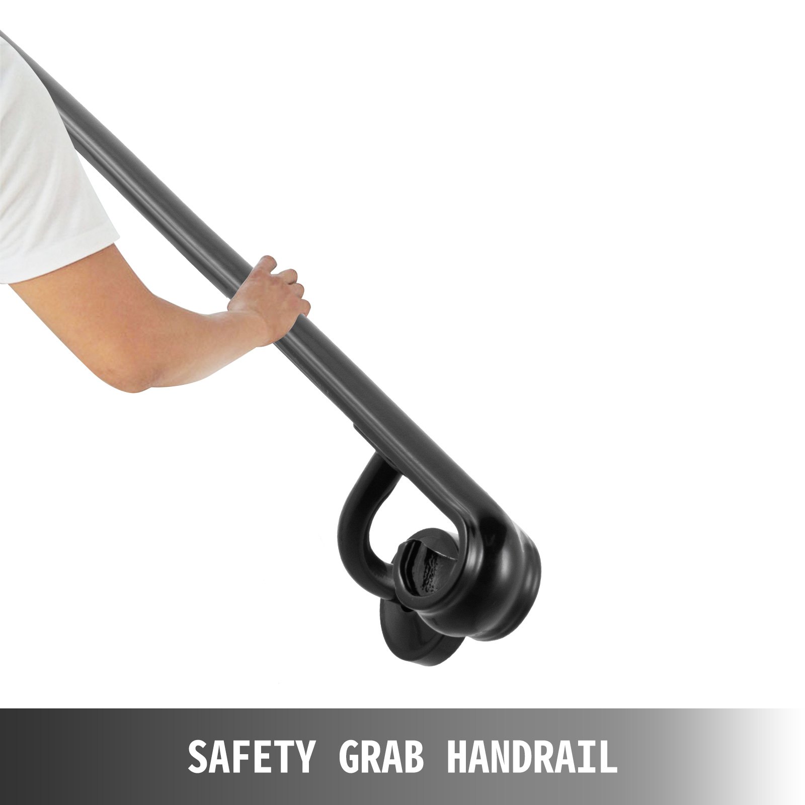 VEVOR Handläufe für Außentreppen Schmiedeeisenhandlauf  Eingangsgeländer Formschön Drei-Treppen Treppengeländer Edelstahl Handlauf Geländer(Schwarz)