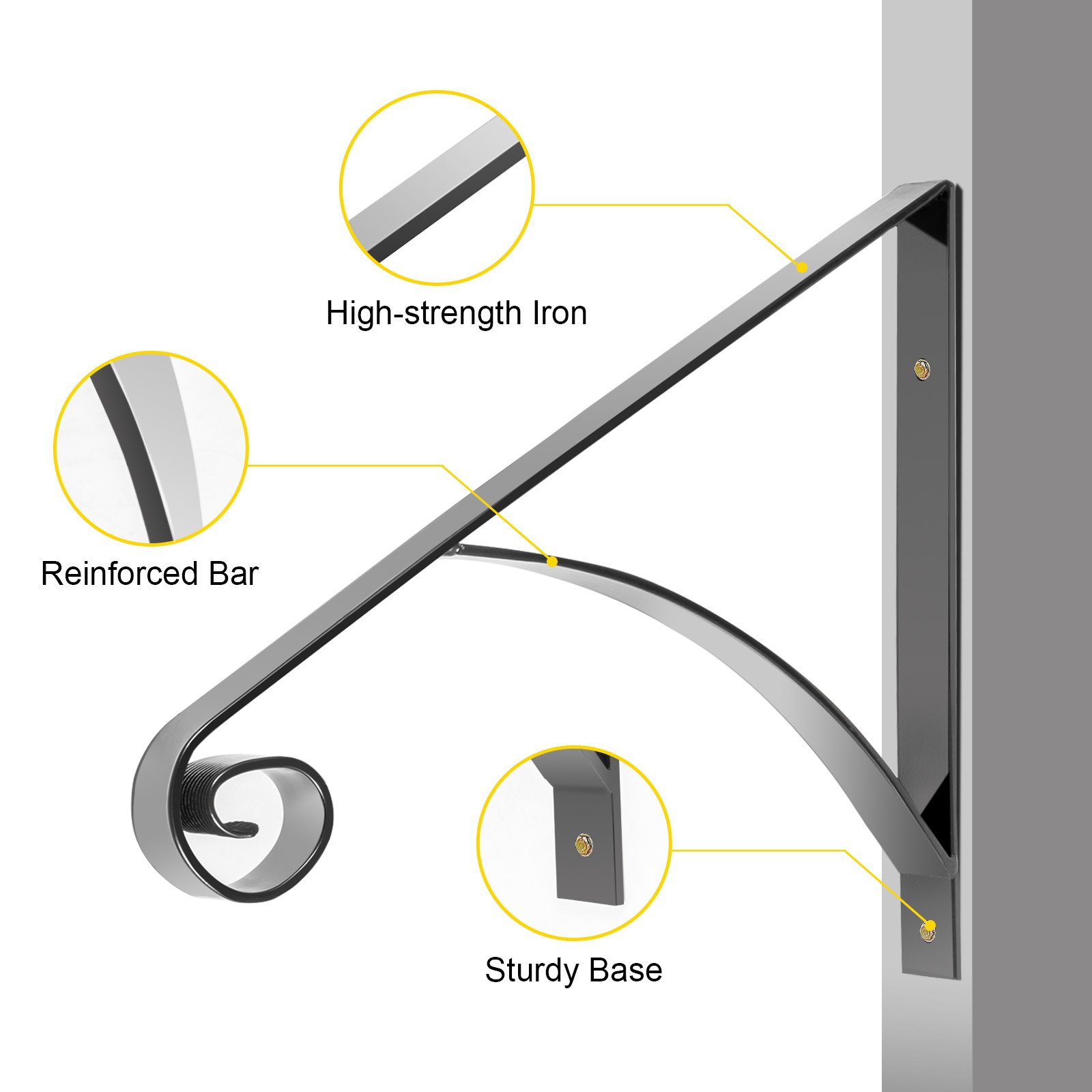 VEVOR Schmiedeeisen Handlauf Treppengeländer 55,9x45,7x43,2 cm mit Schrauben