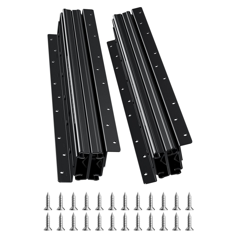 VEVOR Schubladenschienen Bodenhalterung, 40 cm, Vollauszug mit Kugellager unter Treppenschrankschienen, 117 kg Tragkraft, Unterschienen für Treppenschrankgleiter, zum Selbstaustausch, schwarz