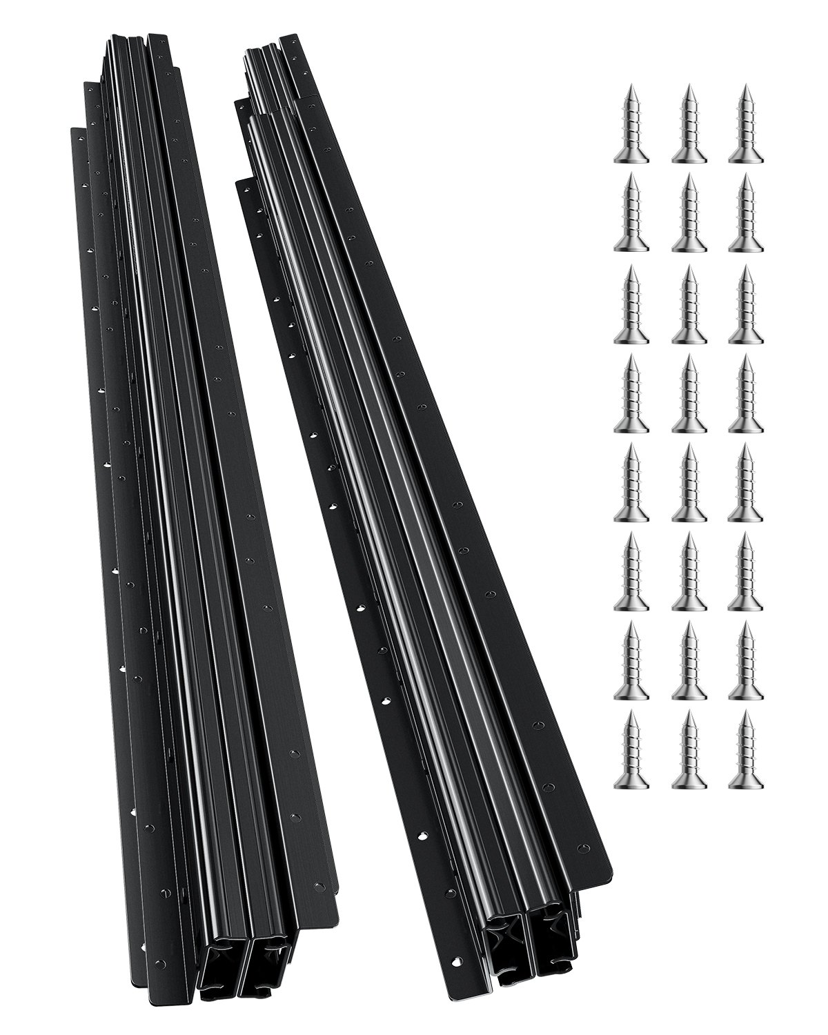 VEVOR Schubladenschienen Bodenhalterung, 1000 mm, Vollauszug mit Kugellager unter Treppenschrankschienen, 117 kg Tragkraft, Unterschienen für Treppenschrankgleiter, zum Selbstaustausch, schwarz