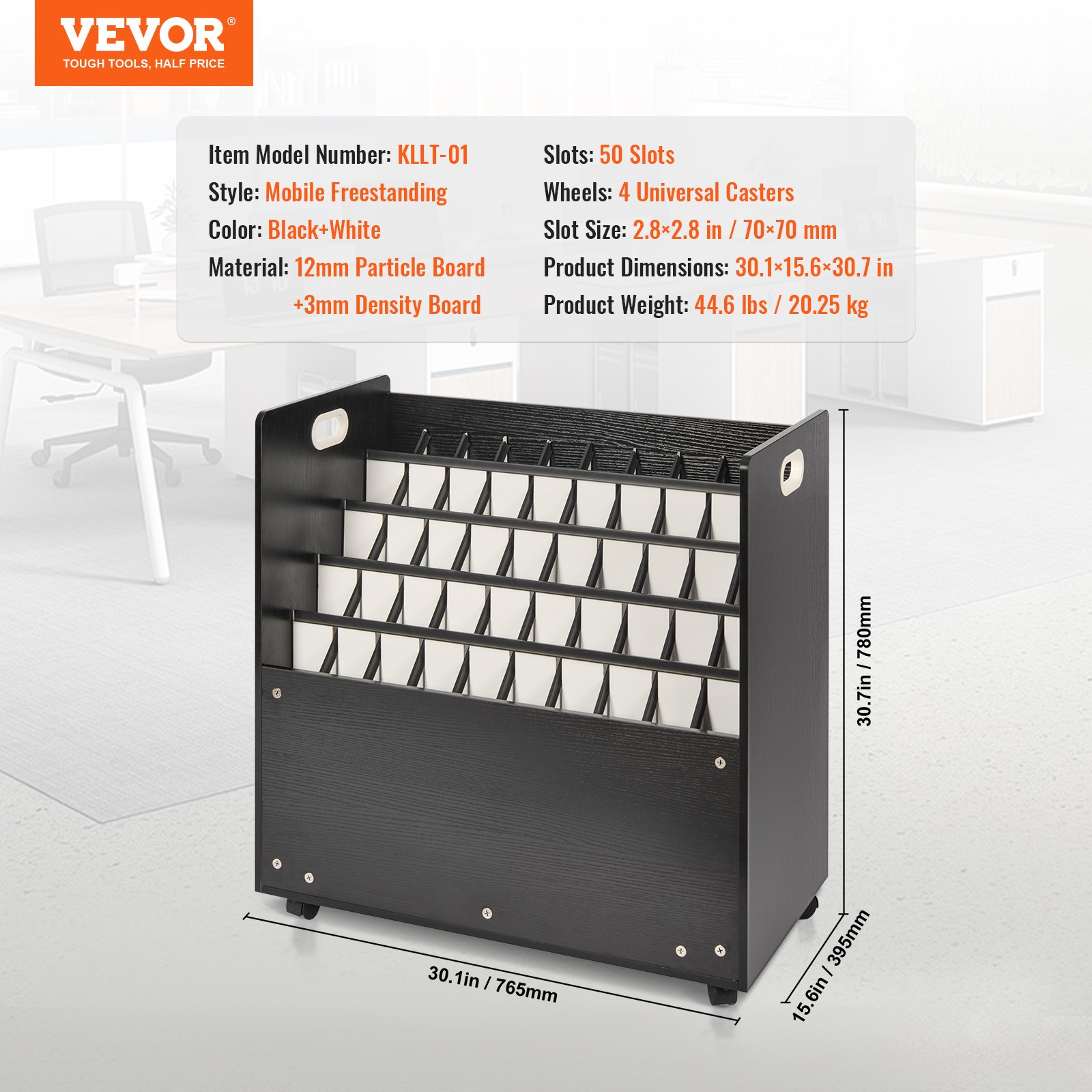 VEVOR Blaupausen-Aufbewahrungsregal, mobiler Blaupausen-Aufbewahrungsschrank mit 50 Fächern, Rollordner-Organizer-Wagen aus Holz für Baupläne, Karten, Poster, Architektur, Blaupausen-Ordnerhalter für Zuhause, Büro, Schule