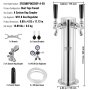 VEVOR Kegerator Tower Kit, Beer Conversion Kit with Two Taps, Stainless Steel Beer Tower Dispenser with Dual Gauge W21.8 Regulator and A-System Keg Coupling, Beer Drip Tray for Home Parties