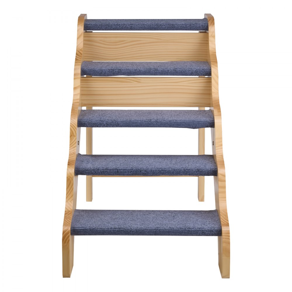 VEVOR Hundetreppe 910x430x630 mm, 5-stufige Hautiertreppe, Holztreppe geeignet für kleine, mittlere, große, ältere Haustiere sowie Welpen bis 68 kg, Hundeleiter für Betten, Sofas & Autos