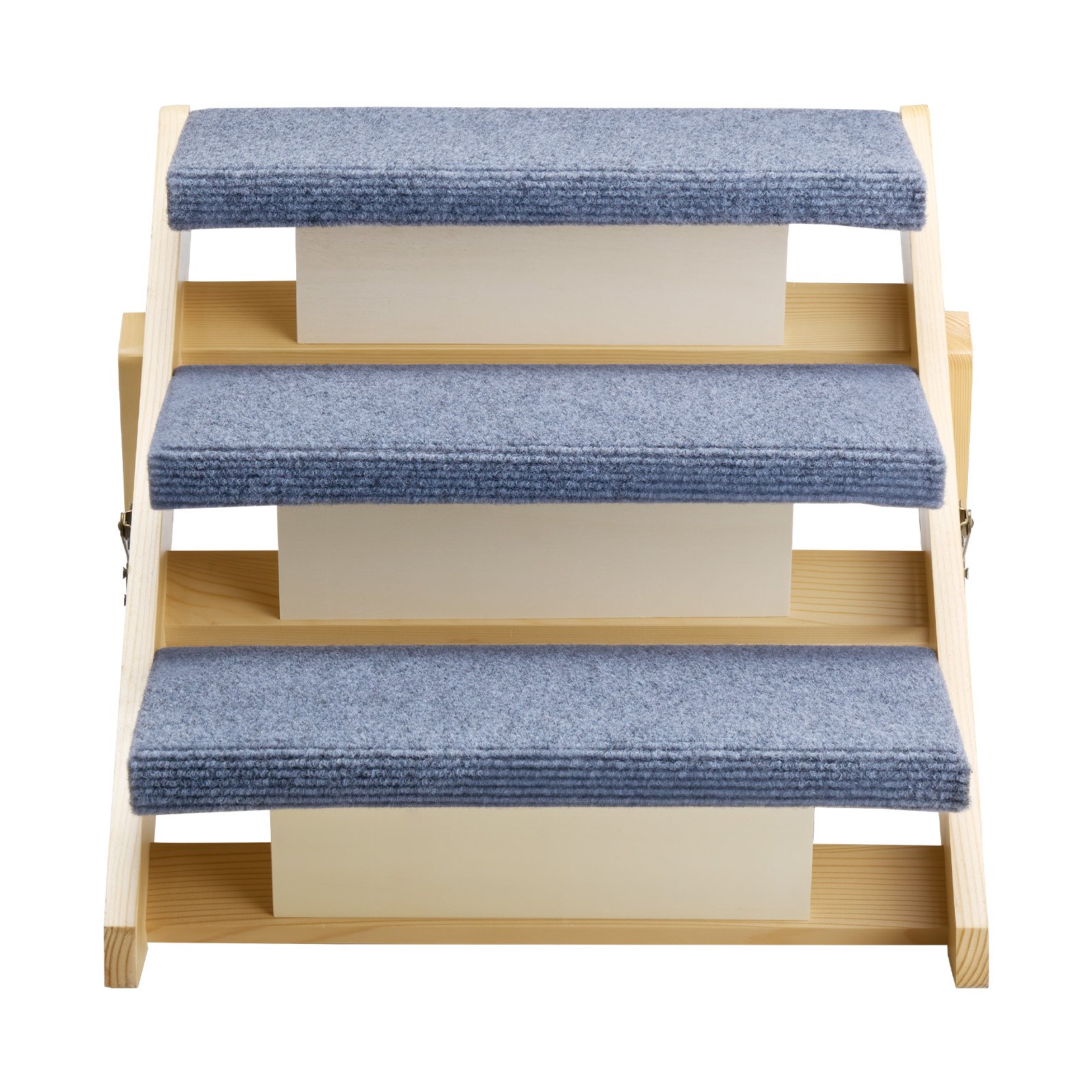 VEVOR Hundetreppe 510x470x370 mm, 3-stufige Hautiertreppe, klappbare Holztreppe geeignet für kleine, mittlere, große, ältere Haustiere sowie Welpen bis 68 kg, Hundeleiter für Betten, Sofas & Autos