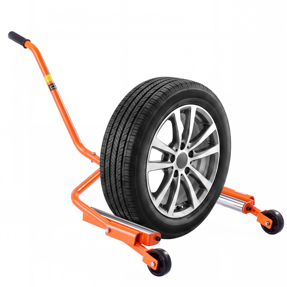 VEVOR Reifenradwagen 204 kg Traglast Reifenmontagewagen Kohlenstoffstahl für Werkstätten & Heimgaragen, Passend für ReifenØ 23,5–43,5 Zoll, 360° Drehbare Rollen, Verlängerter & Kraftsparender Griff