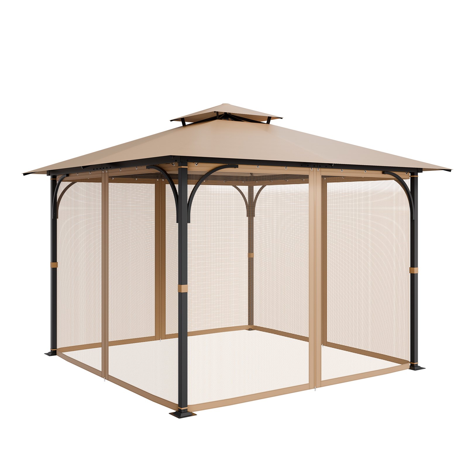 VEVOR Moskitonetz für Pavillon, Mückennetz-Ersatz, passend für 304,8x304,8x213,4 cm große Pavillons, Insektennetz, 4-teiliger Seitenwand-Pavillonvorhang, mit Doppelreißverschluss (nur Netz)