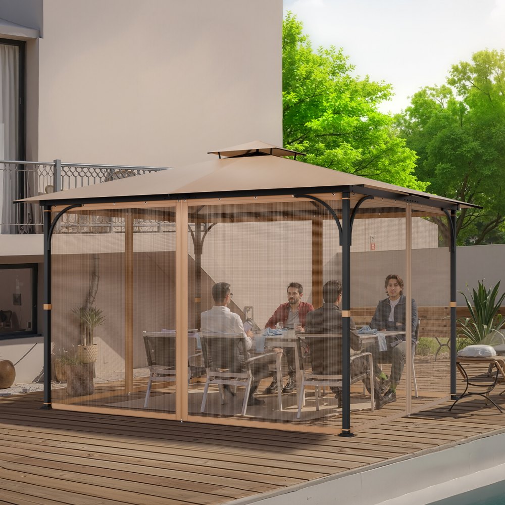 VEVOR Moskitonetz für Pavillon, Mückennetz Ersatz, passend für 304,8x365,8x222,5 cm große Pavillons, Insektenschutz, 4-teiliger Seitenwand-Pavillonvorhang,  mit Doppelreißverschluss (nur Netz)