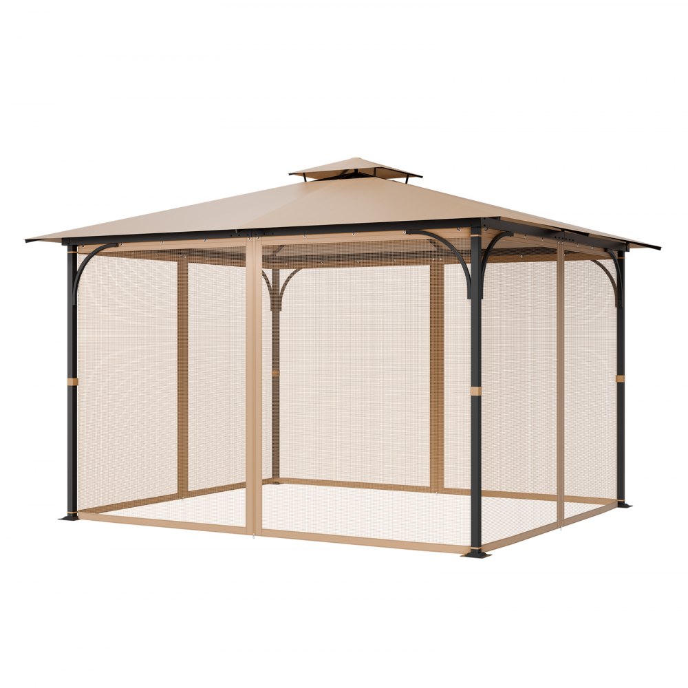 VEVOR Moskitonetz für Pavillon, Mückennetz Ersatz, passend für 304,8x365,8x222,5 cm große Pavillons, Insektenschutz, 4-teiliger Seitenwand-Pavillonvorhang,  mit Doppelreißverschluss (nur Netz)