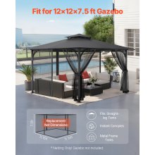 VEVOR Moskitonetz für Pavillon Insektenschutz Ersatz 340x340x226cm NUR Netz