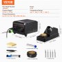 VEVOR Soldering Station, Soldering Iron, Solder Wire Dispenser, 75W Soldering Set with Digital Display, Temperature Control, Integrated Transformer, Automatic Sleep Mode, 5 Soldering Tips, Lead-Free Solder, Tweezers