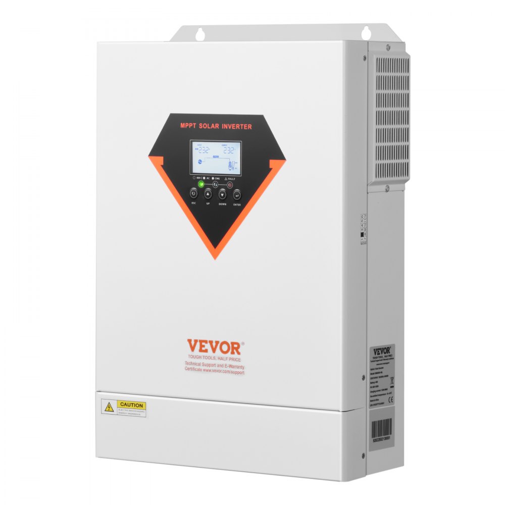 VEVOR Hybrid-Solarwechselrichter, 6000 W, All-in-One-Sinus-Wechselrichter mit Ladegerät, 48 V DC auf einphasig 220/230 V AC, mit integriertem 120-A-MPPT-Solarladeregler, für netzunabhängige Blei-Säure-Lithium-Batteriesysteme