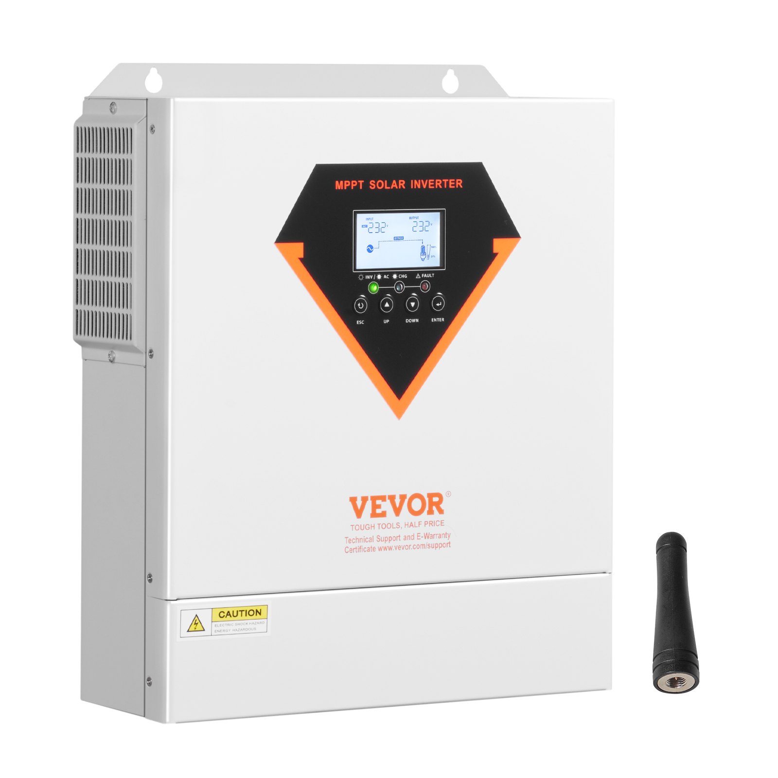 VEVOR Hybrid-Solarwechselrichter, 3500 W, All-in-One-Sinus-Wechselrichter mit Ladegerät, 24 V DC auf einphasig 220/230 V AC, mit integriertem 100-A-MPPT-Solarladeregler, für netzunabhängige Blei-Säure-Lithium-Batteriesysteme