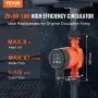 VEVOR Warmwasser-umwälzpumpe, Energieeffizient, Hocheffiziente Heizungspumpe, Ecm-permanentmagnetmotor, 220V, 45W, 60L/min Max. Durchflussrate, 6M Max. Förderhöhe, 3,81 cm Gewindeanschluss, 5 Intelligente Steuerungsmodi, Geräuscharm