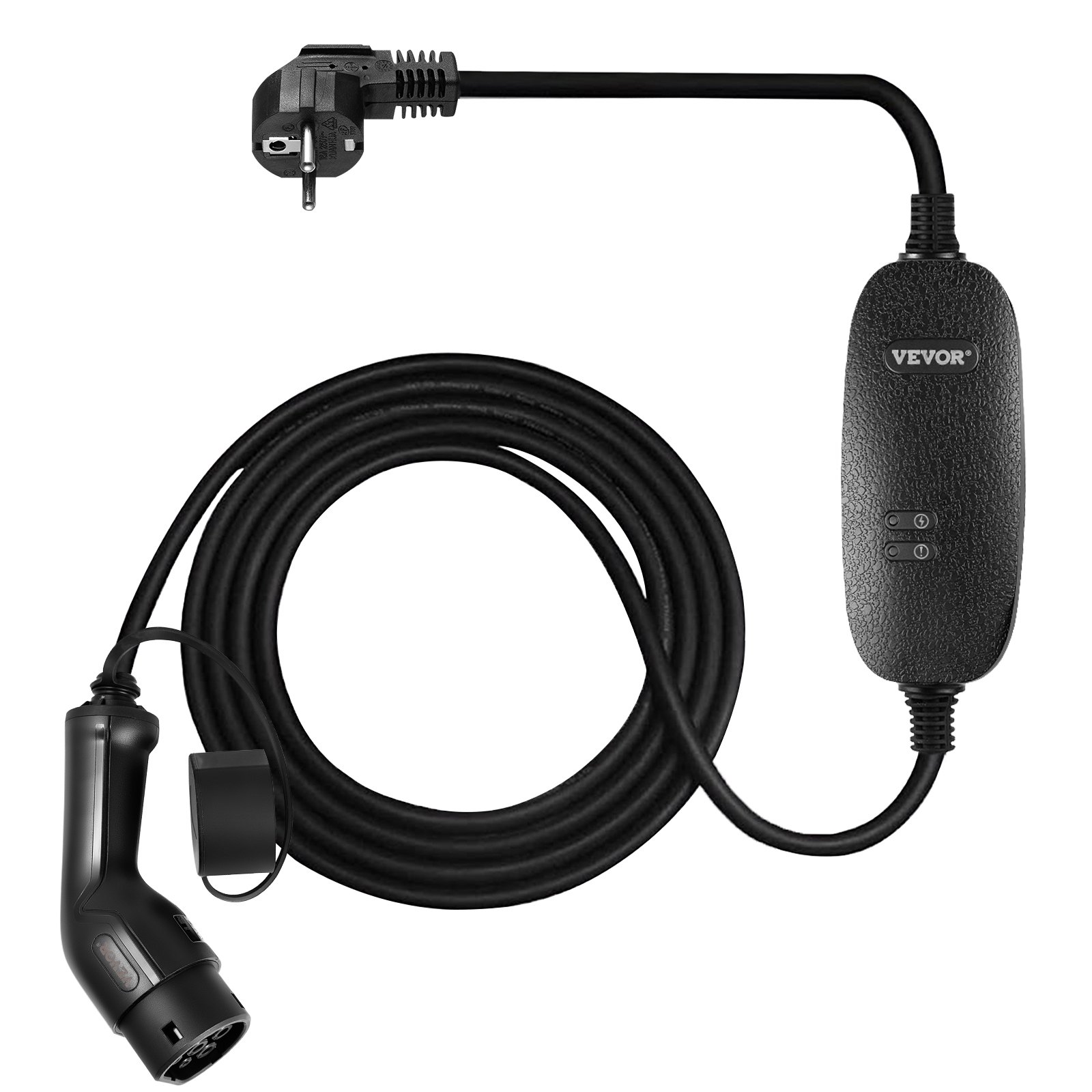 VEVOR EV Charger 10A EV Charging Cable for EU Standard, 6m Charging Station for Electric Cars 3-Pin Schuko Plug, 2.3kW Electric Vehicle, 250V IP54 Connection with LCD Digital Display & CE Certification