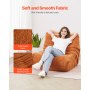 VEVOR L-förmiger Sitzsack Sitzkissen Bean Bag (99 x 92 x 72 cm) mit Armlehnen & Aufbewahrungstasche, gefüllt mit 25D Memory Foam mit weichem Teddy-Samtbezug, Sitzsack für Schlafzimmer Braun