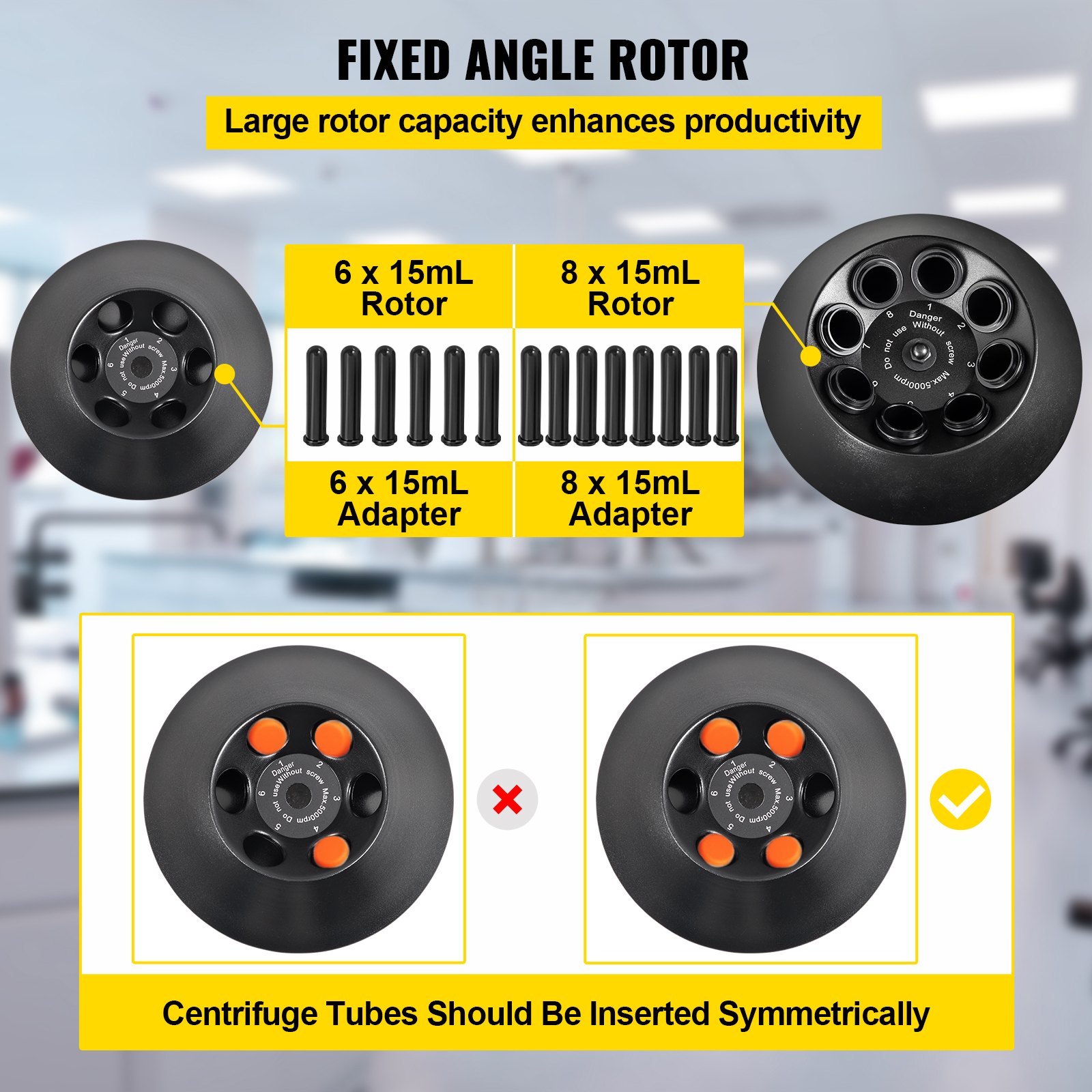 VEVOR LC-6S Labor Tischzentrifuge 500-5000 U/min Mini Elektrische Zentrifuge Zentrifuge 3074 xg Zentrifugalkraft mit Festwinkelrotor