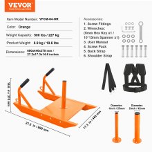 VEVOR Gewichtsschlitten Zugschlitten Power Pull Push Schlitten Orange 227kg