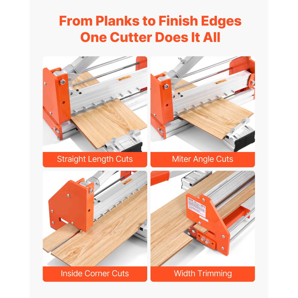 VEVOR 304.8mm Vinyl Floor Cutter, 12mm Thick Laminate Flooring Cutter with Upgraded Labor-Saving Aluminum-Alloy Lever, Telescoping Support Plate, Cuts Certain Engineered Wood, LVT, VCT, SPC, LVP, WPC