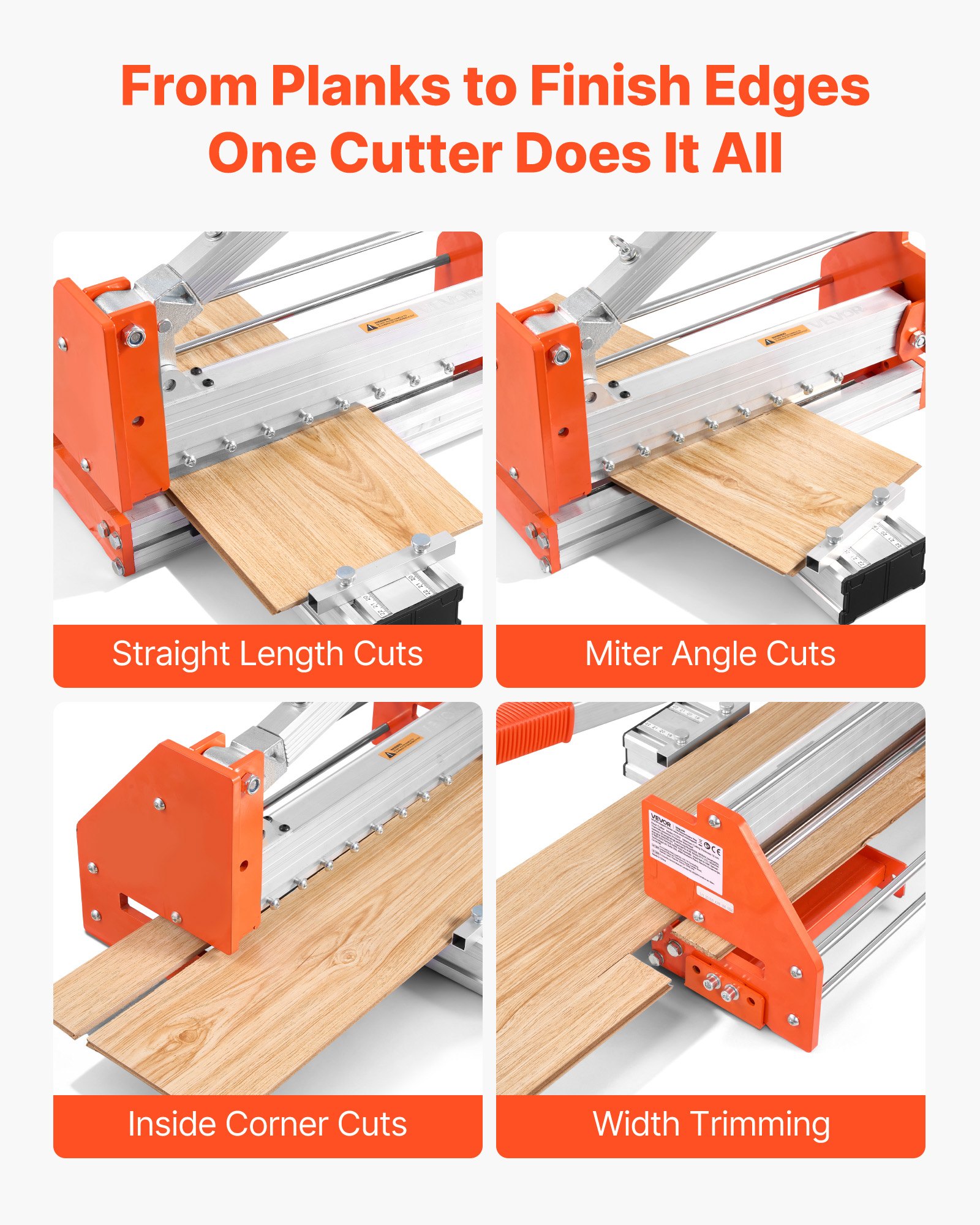 VEVOR 304.8mm Vinyl Floor Cutter, 12mm Thick Laminate Flooring Cutter with Upgraded Labor-Saving Aluminum-Alloy Lever, Telescoping Support Plate, Cuts Certain Engineered Wood, LVT, VCT, SPC, LVP, WPC