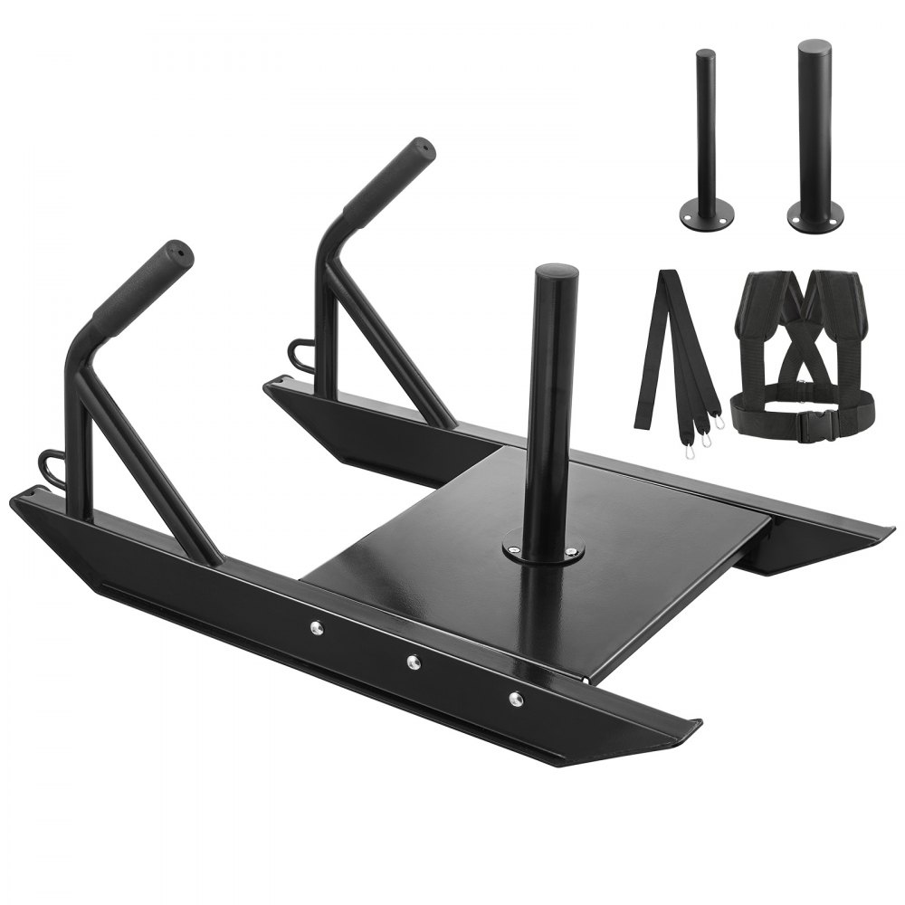 VEVOR Zugschlitten Gewichtsschlitten 227 kg belastbarer Schlitten Fitness für Krafttraining, Schnellkrafttraining Trainingsgerät für sportliche Übungen und Geschwindigkeitsverbesserung, Schwarz