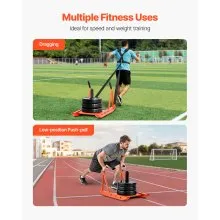 VEVOR Gewichtsschlitten Kraftschlitten Krafttrainingsschlitten zur Verbesserung der Geschwindigkeit bei sportlichen Übungen, Fitnessgerät mit Griff, kompatibel mit 25/51 mm Gewichtsscheiben Orange