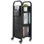 VEVOR Bücherwagen, 100 kg Tragkraft, Bibliothekswagen, 32 x 35 x 93,5 cm, einseitiges L-förmiges Bücherregal mit Doppelbremsrollen, Bücherregalwagen für Wohnzimmer, Büro, Schule, Schwarz