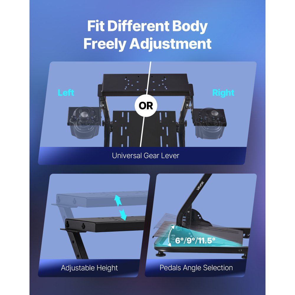 VEVOR Racing Wheel Stand, Adjustable & Foldable Simulator Stand for Logitech G29 G27 G920 G923, Thrustmaster T300RS T300GT T248 TS-PC TSXW Gaming Cockpit,Pedals Simulator NOT Included