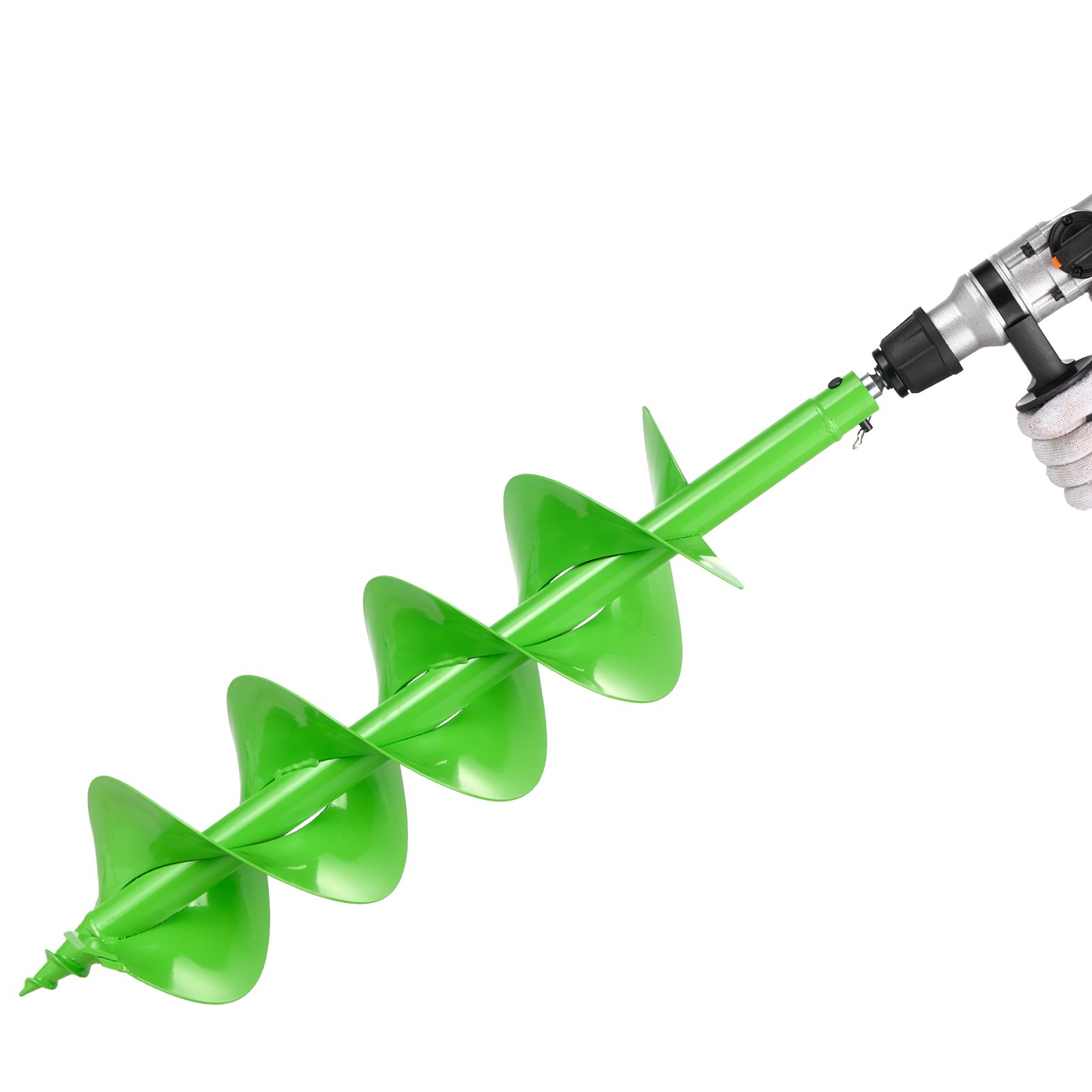 VEVOR Erdbohrer für Bohrmaschine, Ø 20x79 cm Gartenbohrer, kompatibel mit 20-mm-Innendurchmesser-Antriebsbohrern, Pfahlbohrer, Erdlochbohrer, Pfostenlochbohraufsätze für Gartenbaggerzäune