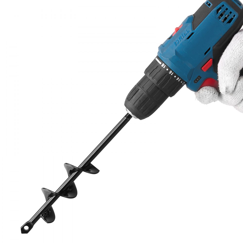 VEVOR Erdbohrer für Bohrmaschine, Ø 4 x 22 cm Pfahlbohrer, für 3/8-Zoll-Sechskant-Bohrer, Erdlochbohrer, Gartenbohrer, Lochbohraufsätze zum Graben von Gartenpfostenlöchern und Zäunen