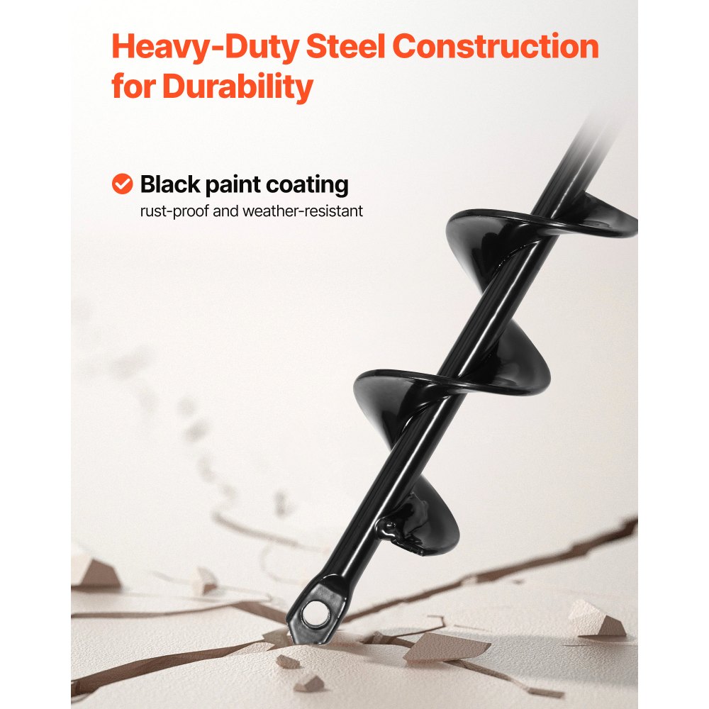 VEVOR Auger Drill Bit for Planting, 40 x 220 mm Spiral Drill Bit, for 3/8" Hex Drive Drills, Heavy Duty Bulb Planter Tool, Hole Drilling Attachments for Garden Post Hole Digger Fence Digging