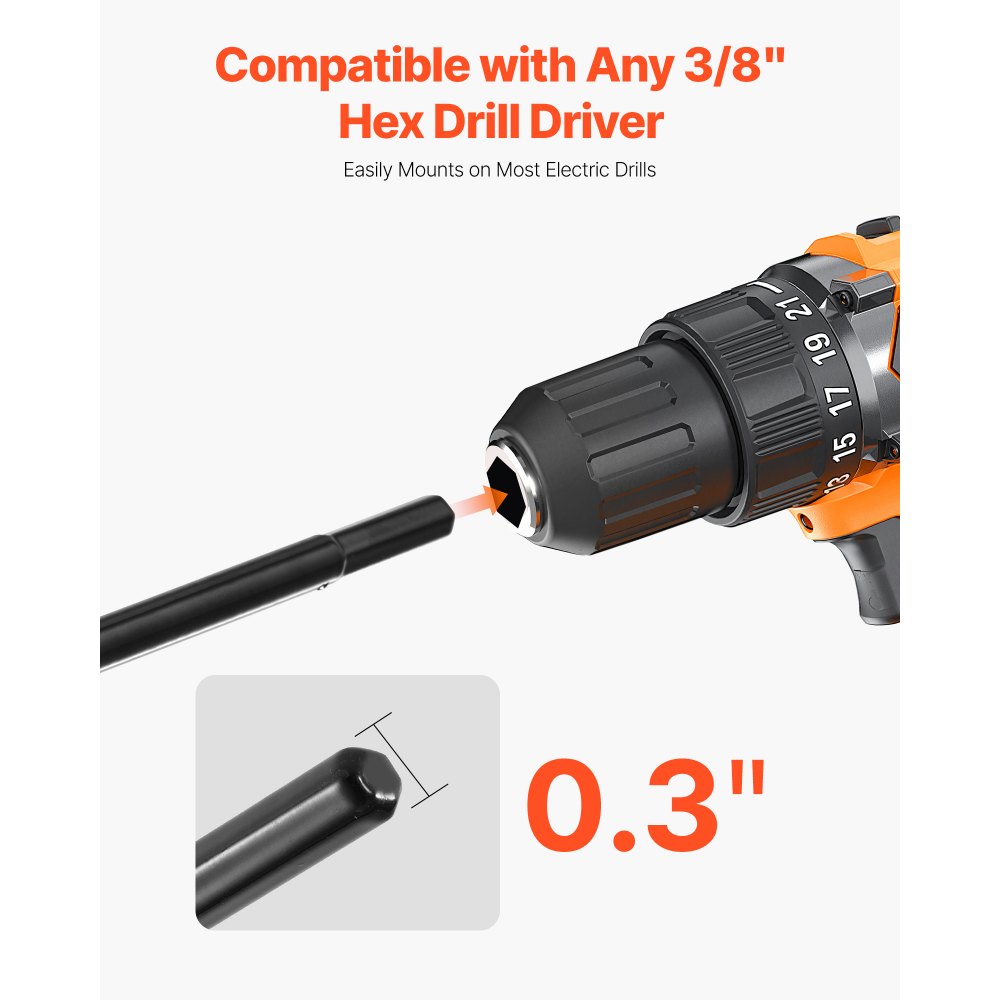 VEVOR Auger Drill Bit for Planting, 40 x 220 mm Spiral Drill Bit, for 3/8" Hex Drive Drills, Heavy Duty Bulb Planter Tool, Hole Drilling Attachments for Garden Post Hole Digger Fence Digging