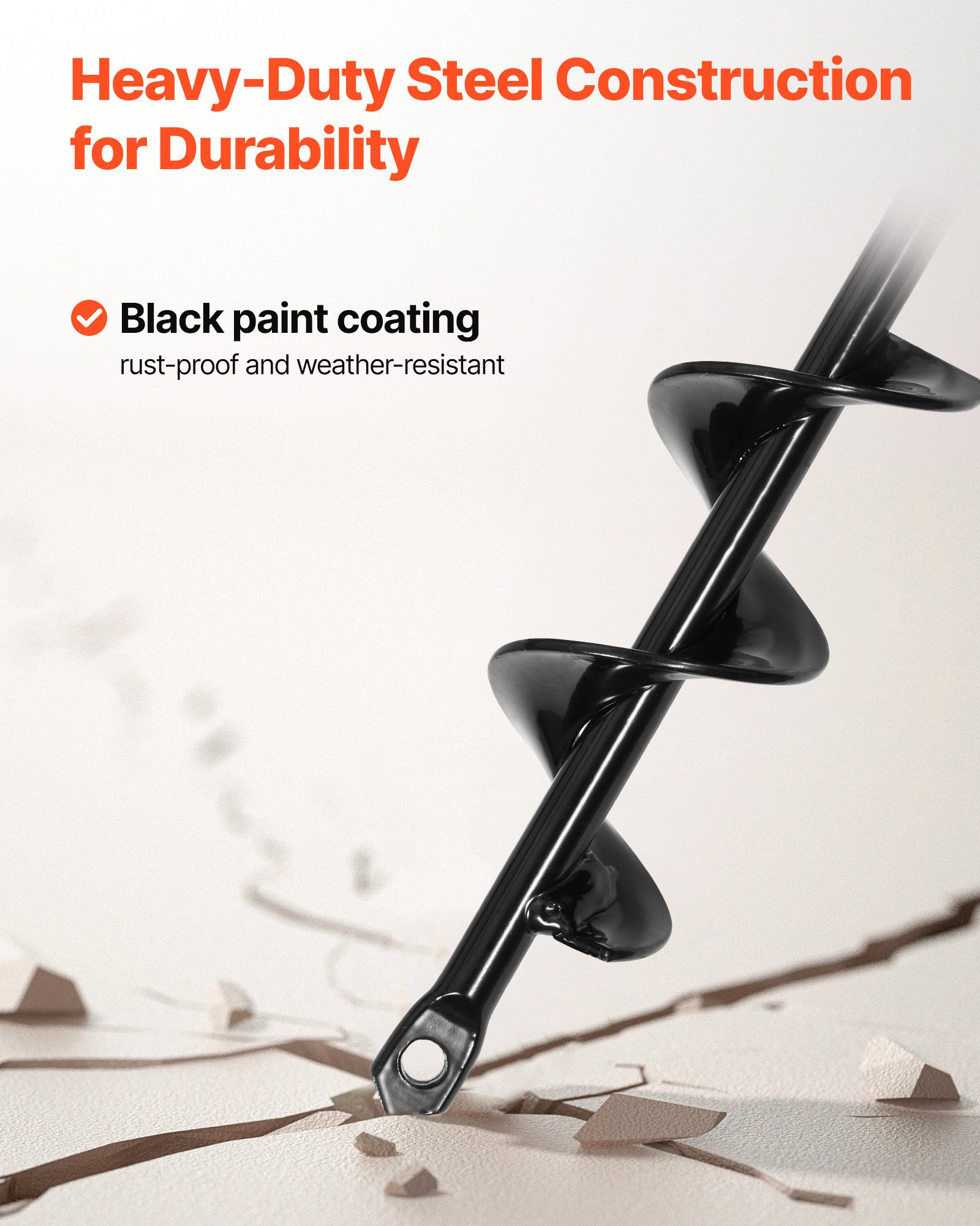 VEVOR Auger Drill Bit for Planting, 40 x 220 mm Spiral Drill Bit, for 3/8" Hex Drive Drills, Heavy Duty Bulb Planter Tool, Hole Drilling Attachments for Garden Post Hole Digger Fence Digging