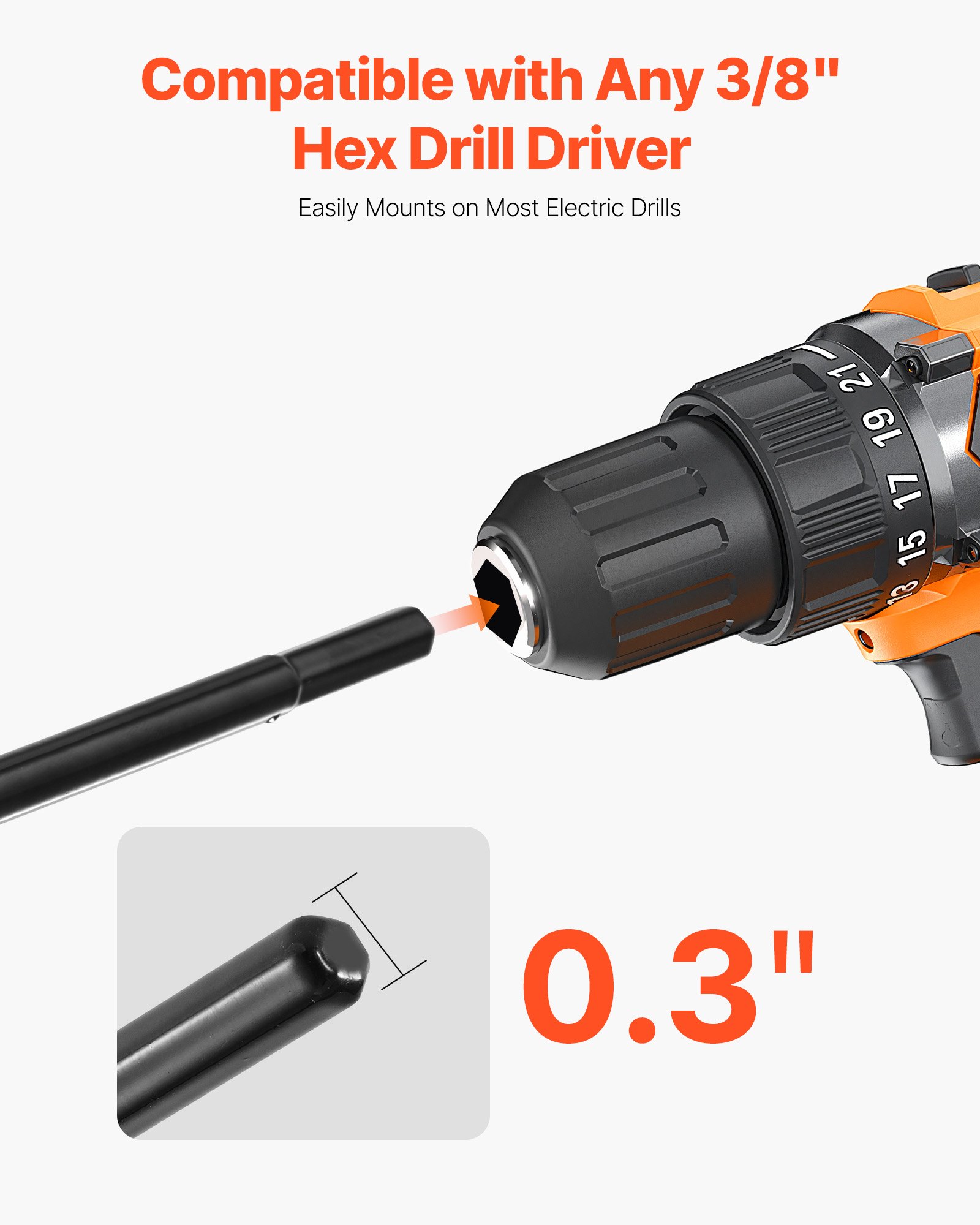 VEVOR Auger Drill Bit for Planting, 40 x 220 mm Spiral Drill Bit, for 3/8" Hex Drive Drills, Heavy Duty Bulb Planter Tool, Hole Drilling Attachments for Garden Post Hole Digger Fence Digging