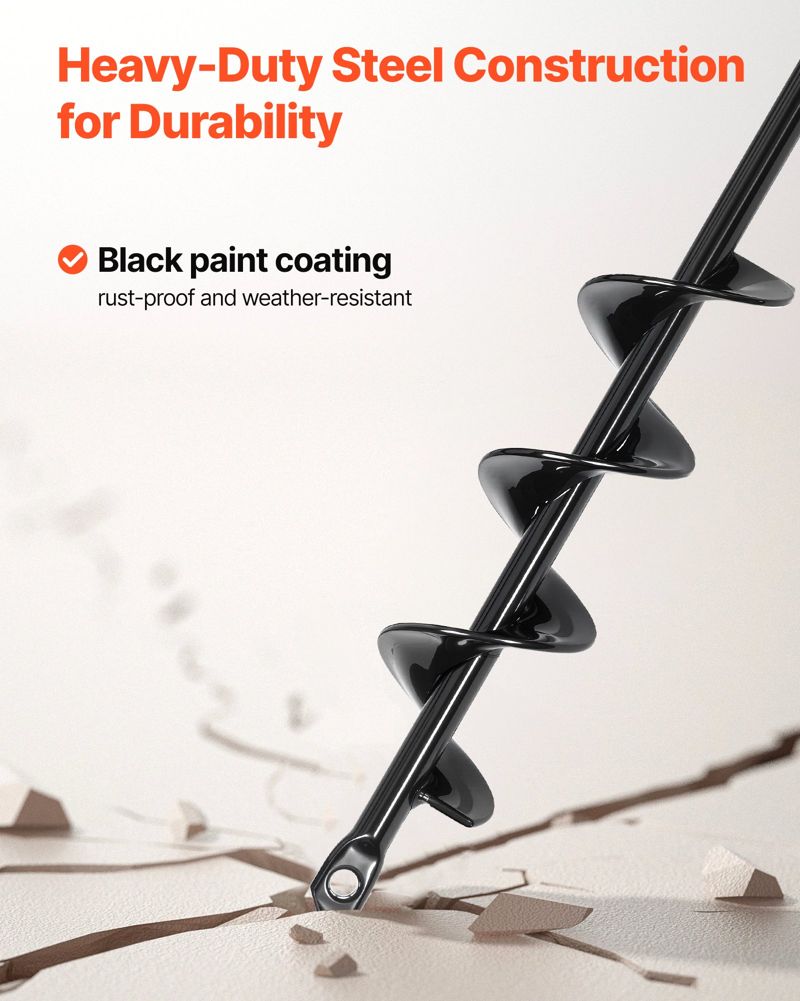 VEVOR Auger Drill Bit for Planting, 40 x 420 mm Spiral Drill Bit, for 3/8" Hex Drive Drills, Heavy Duty Bulb Planter Tool, Hole Drilling Attachments for Garden Post Hole Digger Fence Digging