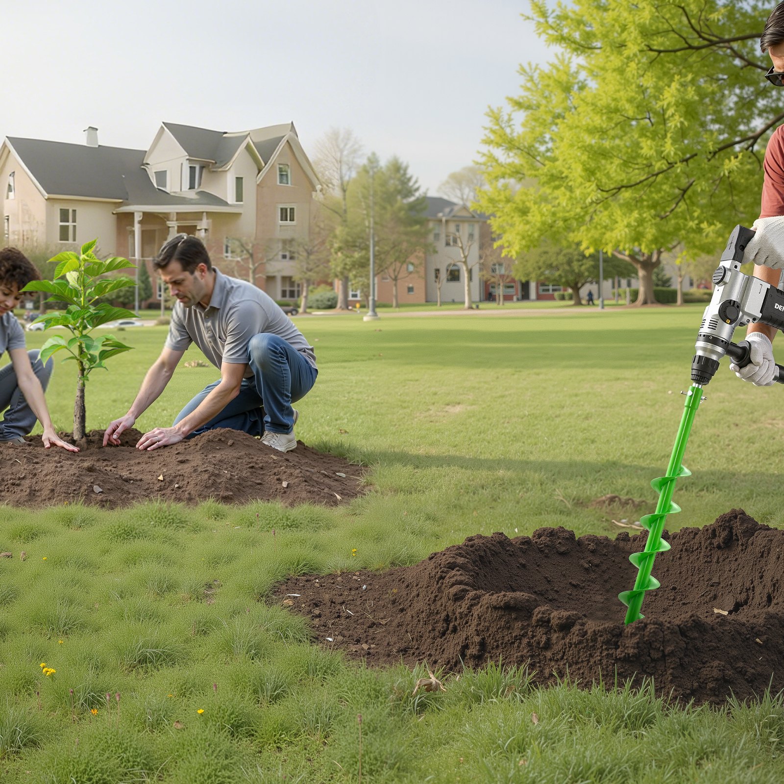 VEVOR Erdbohrer für Bohrmaschine, Ø 80x790 mm Gartenbohrer, kompatibel mit Bohrern mit 20 mm Innendurchmesser, Erdlochbohrer, Pfahlbohrer, Pfostenlochbohraufsätze für Gartenbagger & Zäune