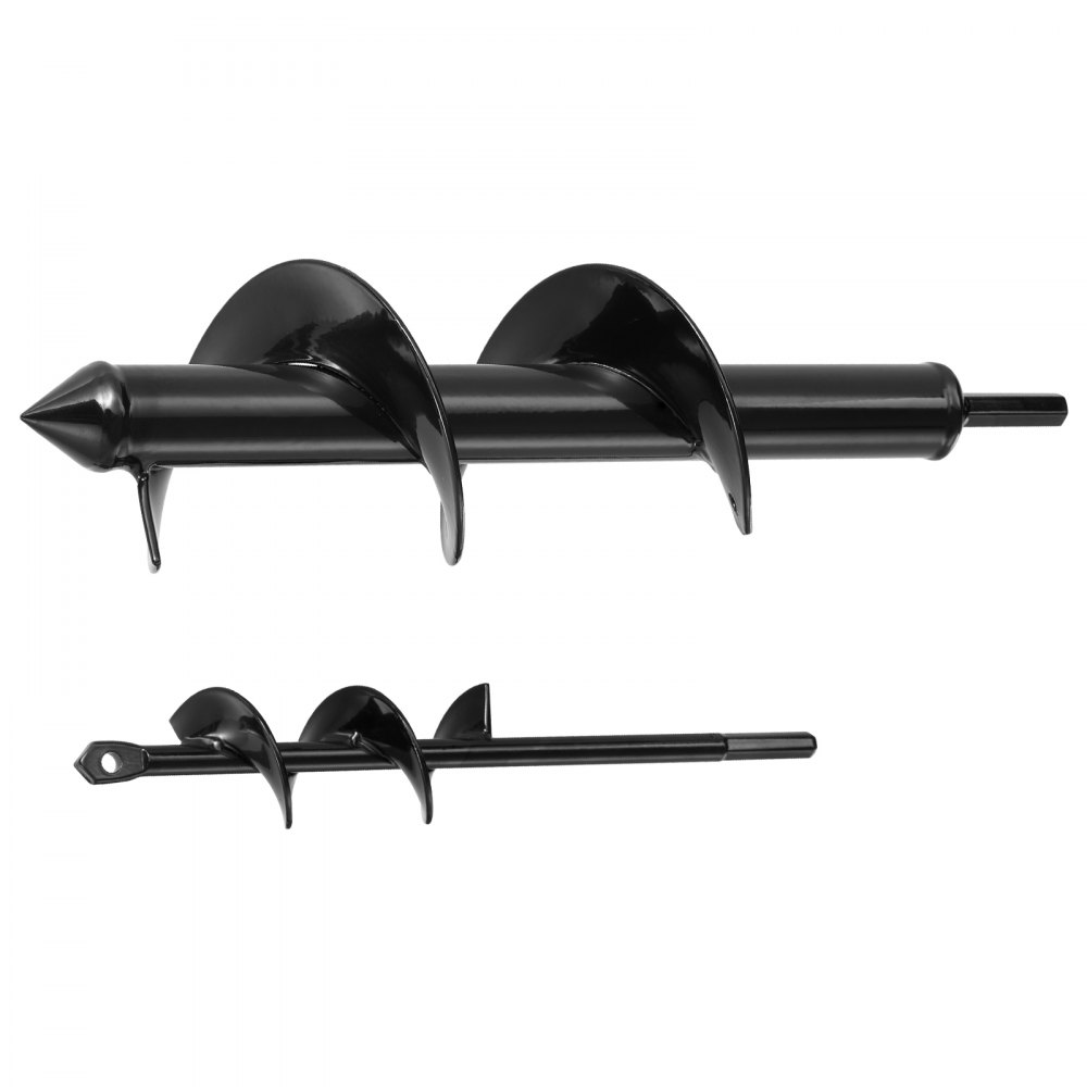 VEVOR Erdbohrer für Bohrmaschine, 2er-Set, Ø 8x30 cm & Ø 4x22 cm, Gartenbohrer für 3/8-Zoll-Sechskant-Bohrer, Pfahlbohrer, Durchlässenbohrer für Blumenzwiebeln, Lochbohraufsätze für Bagger