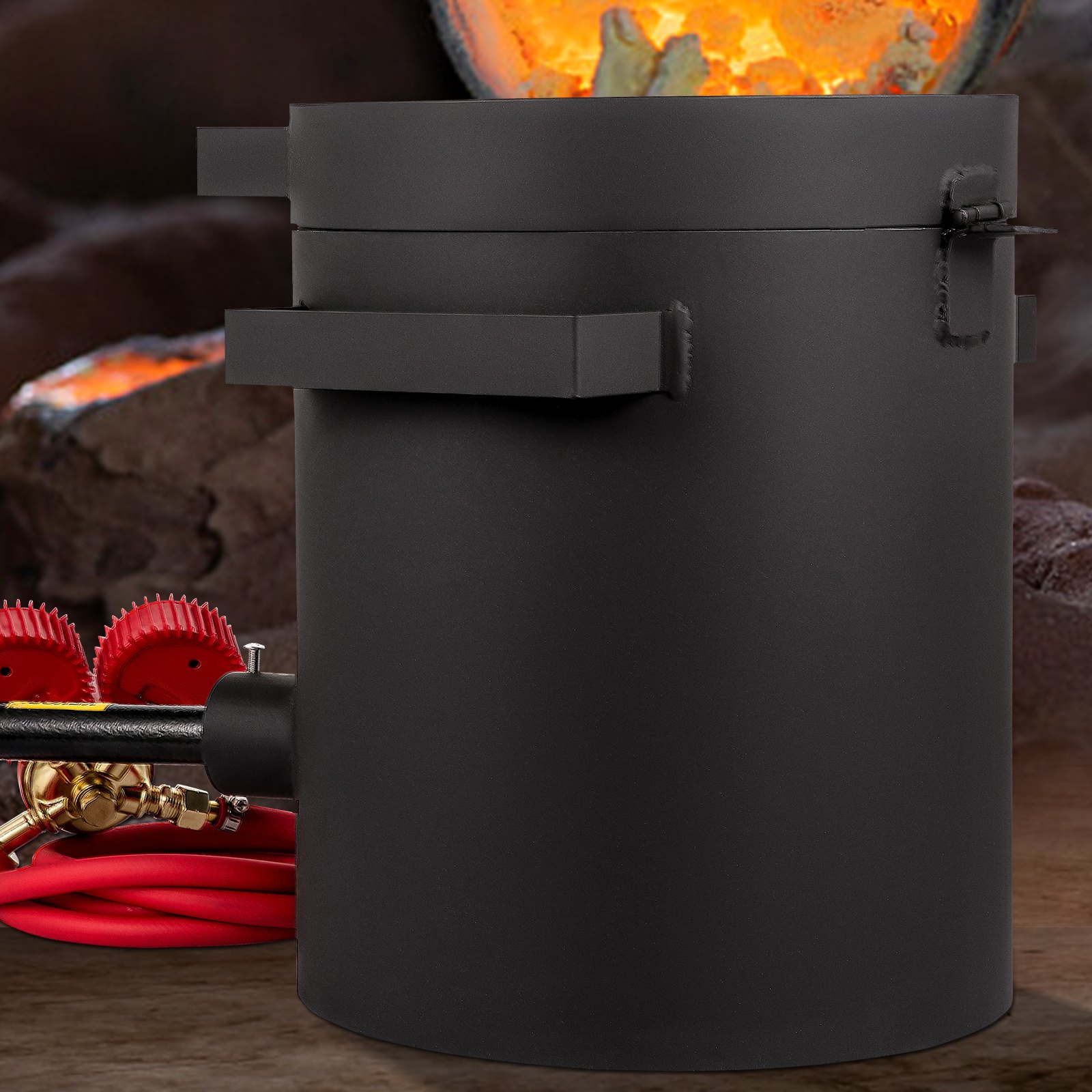 VEVOR Propan Schmelzofen 2 KG, Gas Metall Schmelzofen Propan Ton Grafit Tiegel, Edelmetall Schmiedeofen Propan-Regler 0-350 psi, Ofenboden 20 mm, 76,8 kWh Einzelbrenner, 2,54 cm Keramikfaser feuerfest