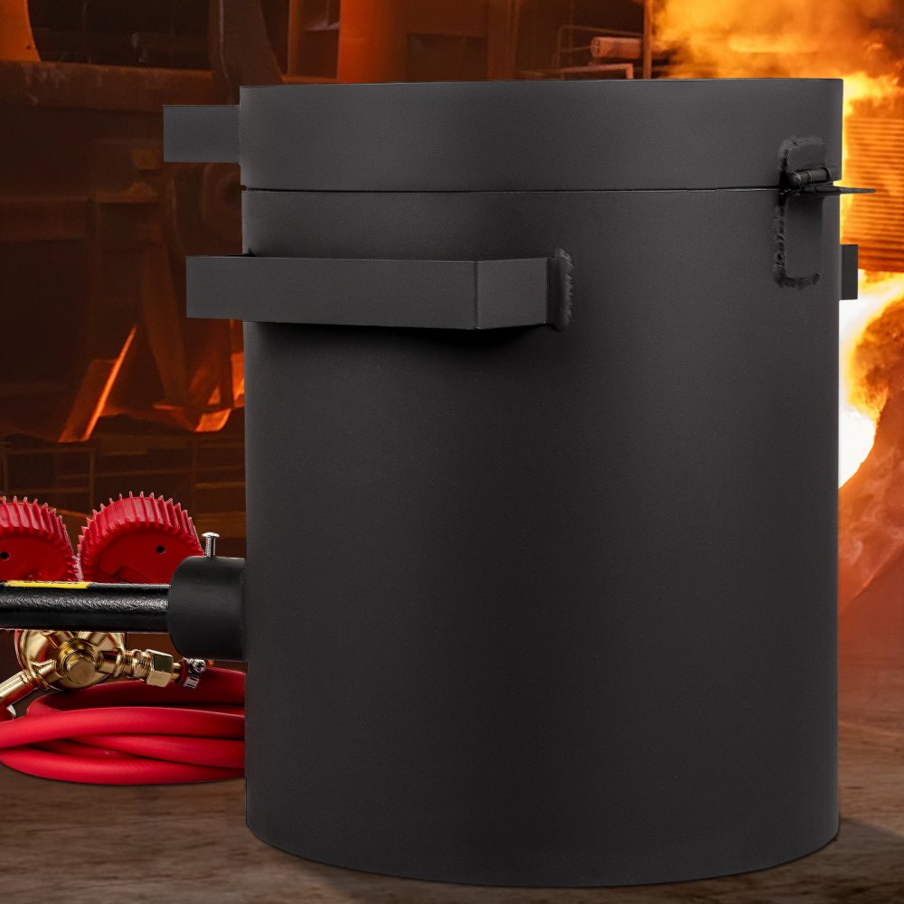 VEVOR Propan Schmelzofen 5 KG, Gas Metall Schmelzofen Propan mit Ton Grafit Tiegel, Edelmetall Schmiedeofen Propan-Regler 0-350 psi, 3D-Heizsystem, Schmelzzeit 10 min, 2,54 cm Keramikfaser feuerfest