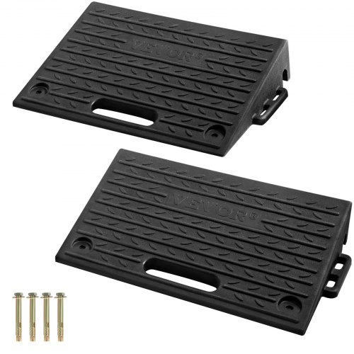 VEVOR 2 Stk. 1-Kanal Schwellenrampe aus Gummi Türschwellenrampe 50x32x10cm Rollstuhlrampe max. Belastbarkeit bis zu 5000kg Bordsteinrampe Schwarz Treppenrampe Ideal zum Durchgang von Bordsteinkanten