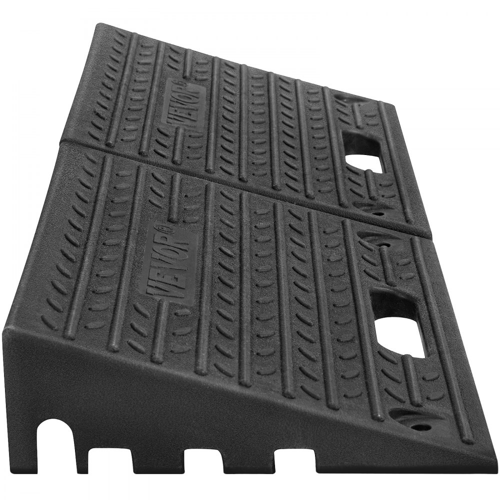 VEVOR 2 Stk. 1-Kanal Schwellenrampe aus Gummi Türschwellenrampe 50x32x10cm Rollstuhlrampe max. Belastbarkeit bis zu 5000kg Bordsteinrampe Schwarz Treppenrampe Ideal zum Durchgang von Bordsteinkanten