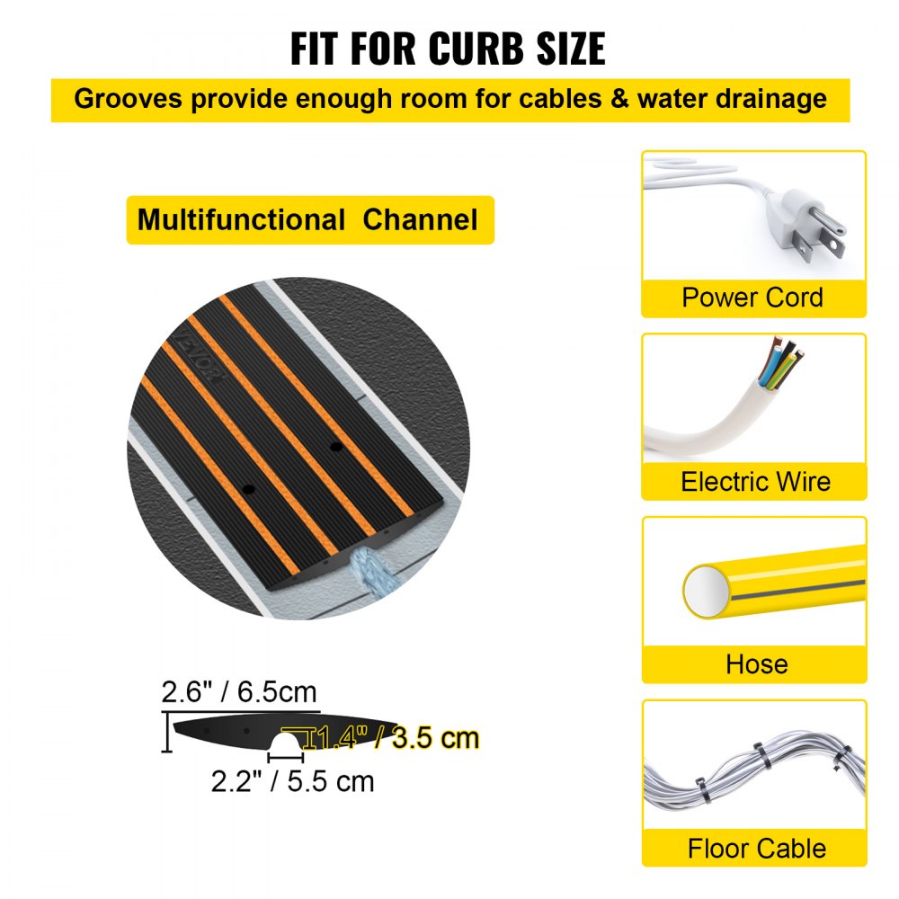 VEVOR Auffahrtspanzerrampe, 3 Packungen 1-Kanal-Brücke, 2000 kg Kapazität Gummi-Kapazität, für Auffahrt, Ladestation, Garage, Gehweg, Auto, LKW, Roller