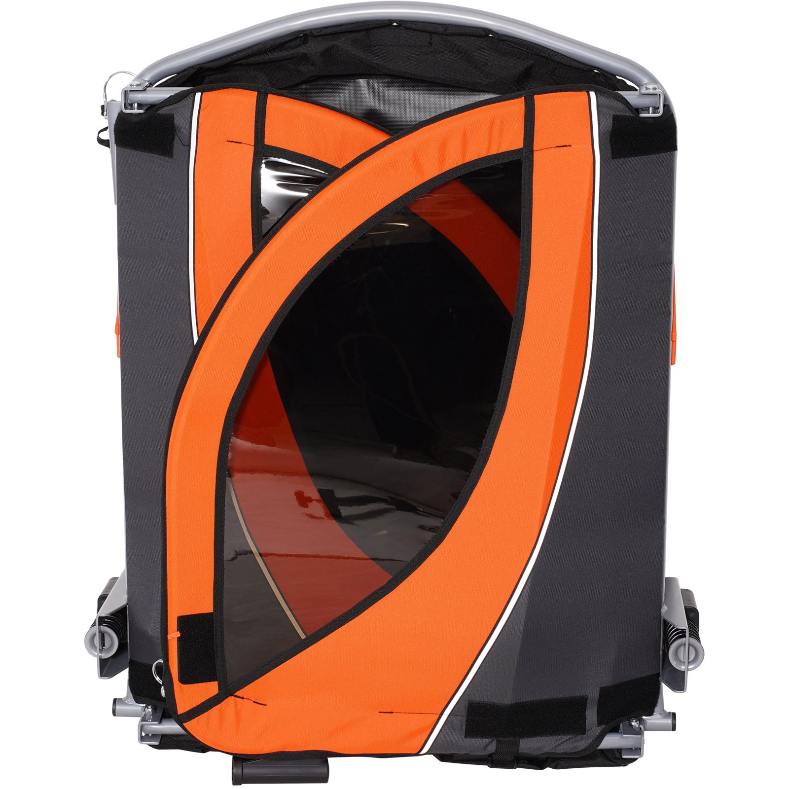 VEVOR Fahrradanhänger, Doppelsitz, 40 kg Tragkraft, 2-in-1-Verdeckträger, umbaubar in Kinderwagen, faltbarer Kinderfahrradanhänger zum Ziehen mit universeller Fahrradkupplung, Orange und Grau