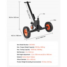 VEVOR 2-in-1-Anhängerwagen Rangierhilfe 680,4kg  56/66cm Höhe 50,8mm Kugel