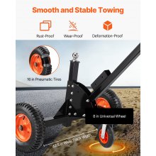 VEVOR 2-in-1-Anhängerwagen, Rangierhilfe Anhänger, 680,4 kg Stützlast, 56 und 66 cm einstellbare Höhe, 50,8 mm Kupplungskugel, 38 cm Luftreifen, zum Bewegen von Wohnmobilanhängern