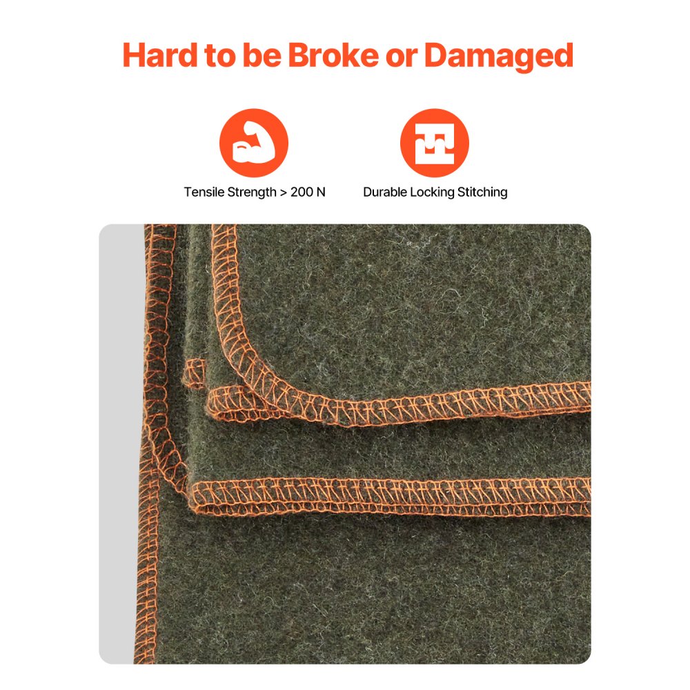 VEVOR Campingdecke 1,62x2,23m, Wolldecke, große warme Stadiondecke, wasser- und winddicht, flammhemmend, ideal für draußen, Picknicks, Wandern, Sportveranstaltungen, Reisen, (80 % Wolle), Militärgrün