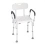 VEVOR Shower Stool/Chair, Height Adjustable 390-520 mm, Bathroom Stool/Seat, 158.8 kg Load Capacity, Sturdy Shower Stool/Shower Aid/Bathtub Grab Bar, Aluminum Alloy Frame, White Shower Seat