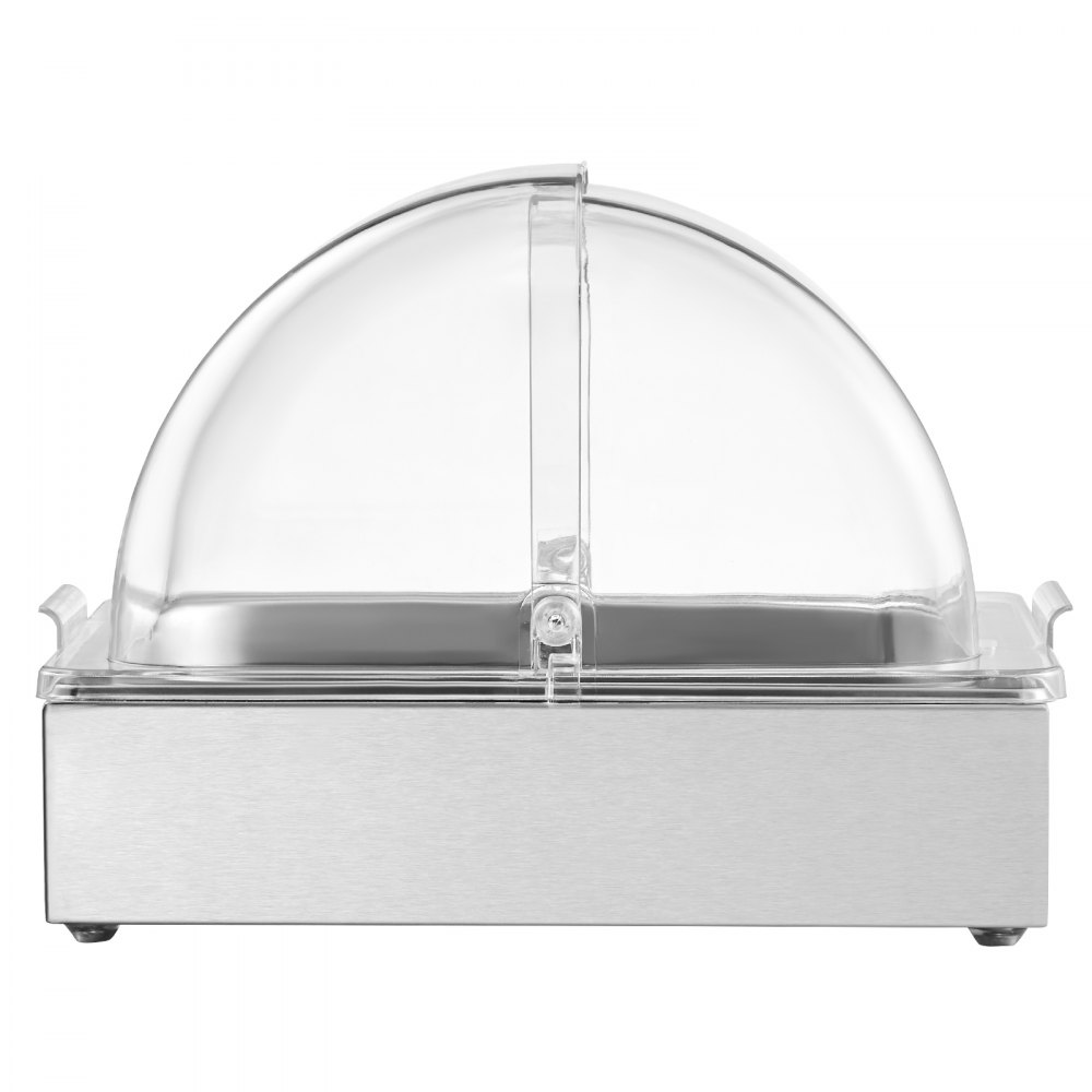 VEVOR Servierbehälter Buffet-Behälter Gastronormbehälter aus Edelstahl (1 Behälter), Präsentationsständer Serviertablett mit transparentem Deckel & 3 Eiswürfelschalen für Restaurant Küche