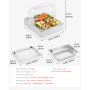 VEVOR Servierbehälter Buffet-Behälter Gastronormbehälter aus Edelstahl (1 Behälter), Präsentationsständer Serviertablett mit transparentem Deckel & 3 Eiswürfelschalen für Restaurant Küche